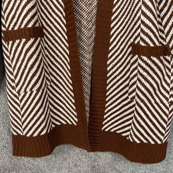 Fortune + Ivy Stitch Fix Sweater Womens Brown Stripe Cardigan Long Sleeve Pocket - Picture 3 of 9